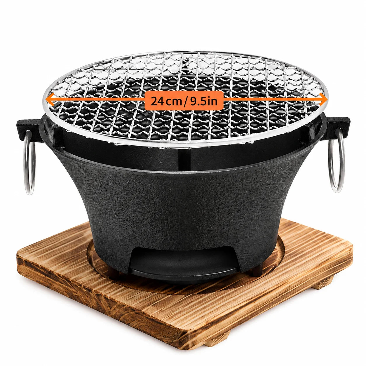 Portable Mini Tabletop Charcoal Grill Cast Iron Heat Resistant Cooking