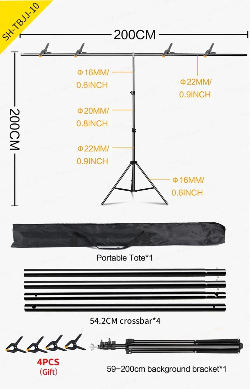 Sh Adjustable Aluminum T-Shaped Photography Backdrop Stand