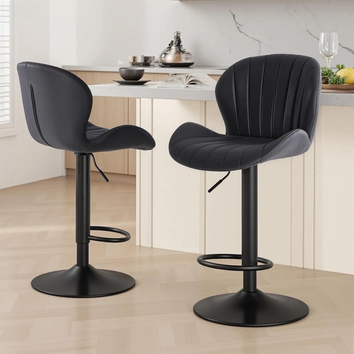 JHK Set Of 2 Adjustable Modern Dining Chairs With Metal Frame