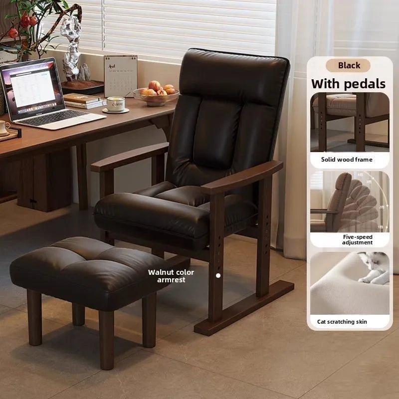 MOYU Ergonomic Adjustable Wood Recliner Office Chair For Home