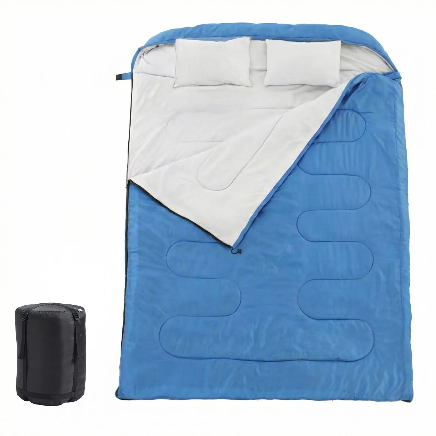 Lightweight Double Sleeping Bag With Pillow 3 Season Outdoor Portable