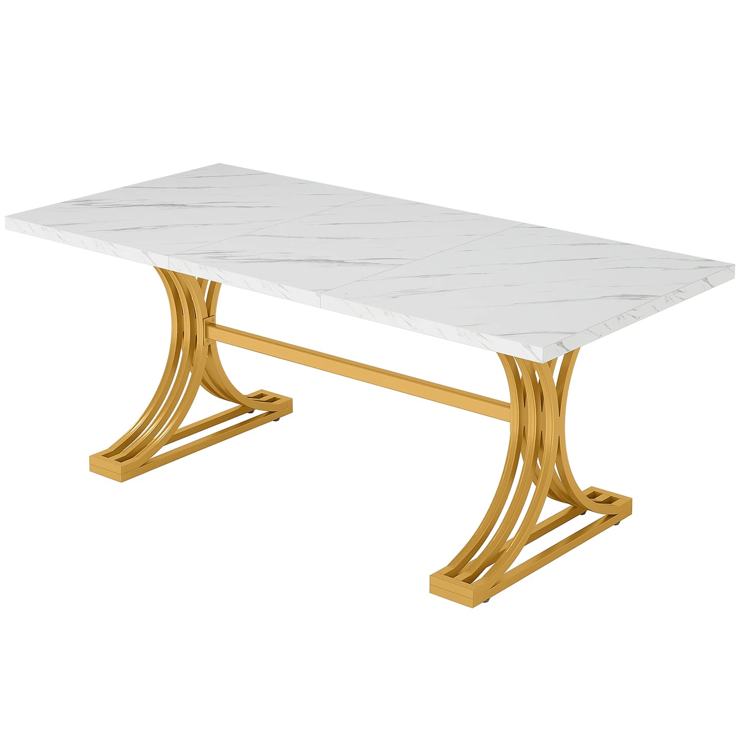 Tribesigns Modern Rectangular Kitchen Dining Table With Faux Marble Top