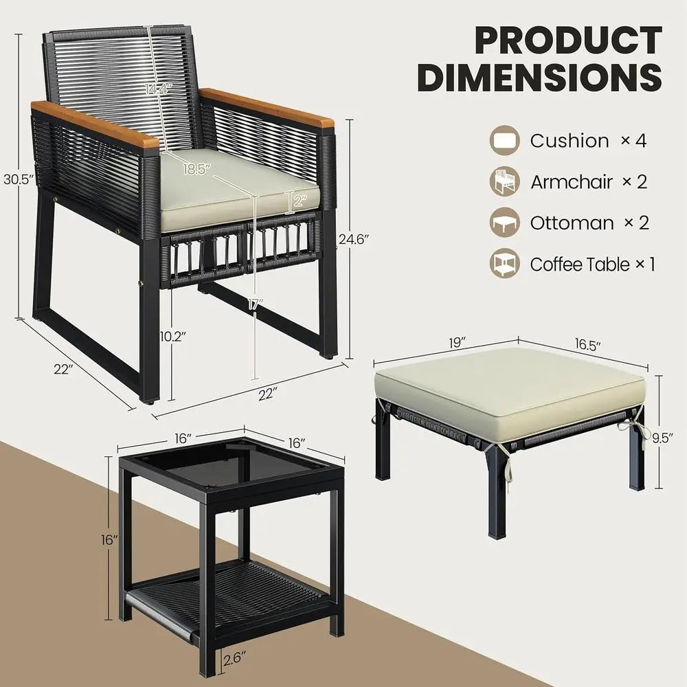 5-Piece Outdoor Wicker Patio Furniture Set