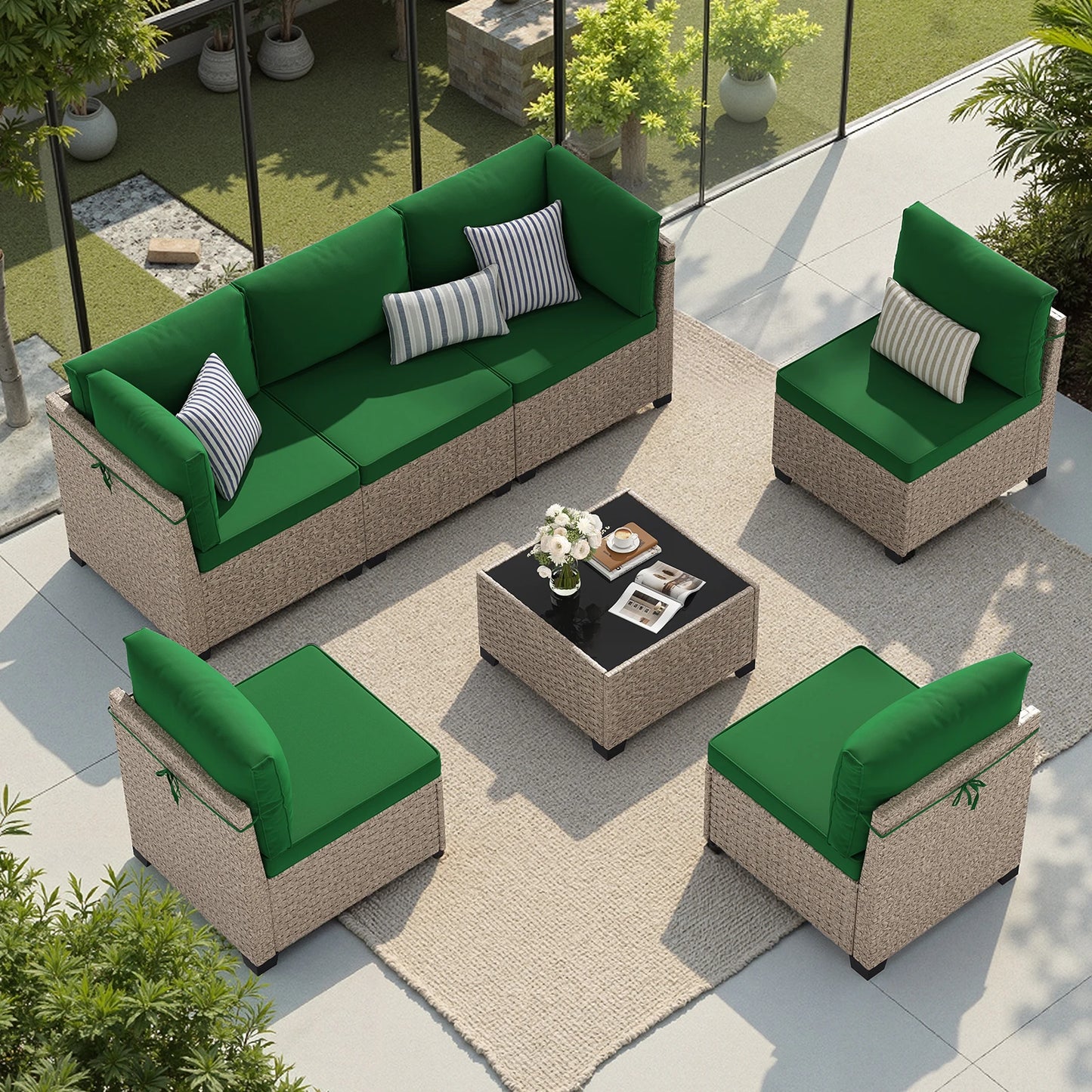 Soohow 7 Piece Outdoor Rattan Patio Furniture Set
