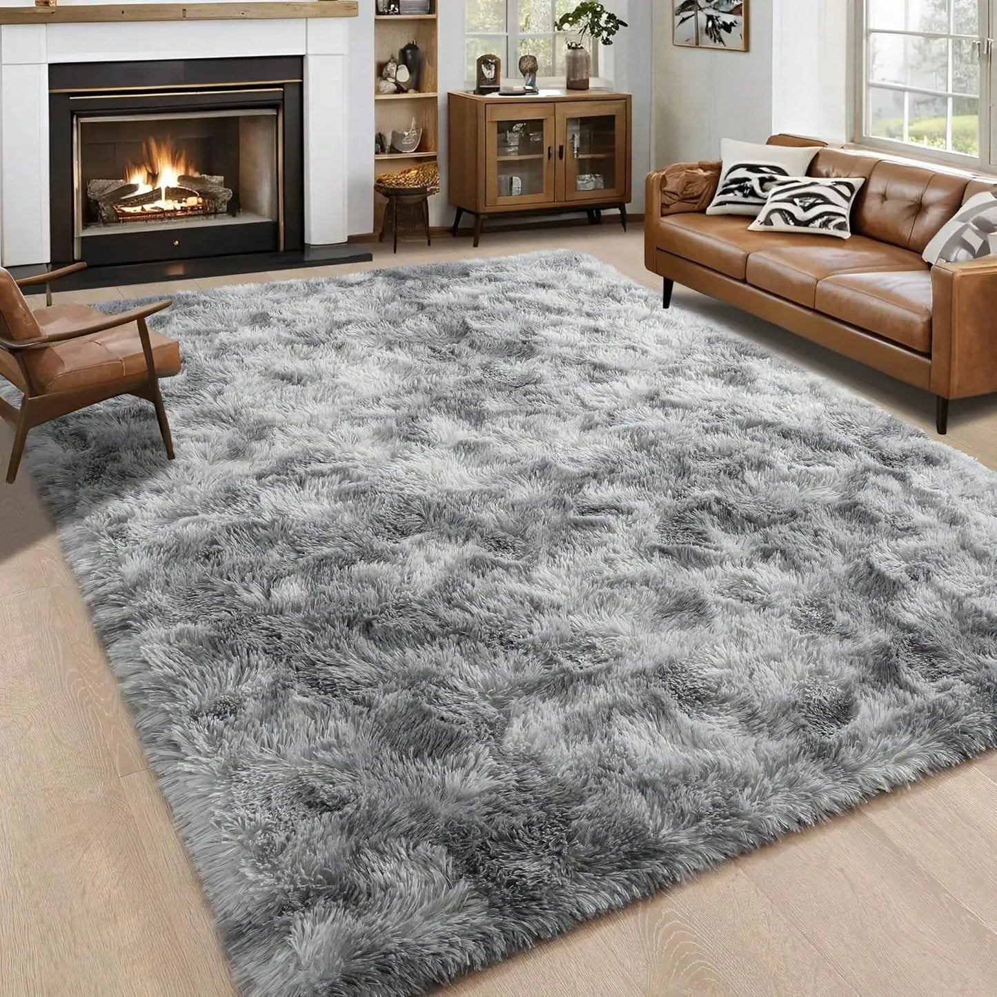 Soft Thick Non Slip Polyester Plush Long Pile Carpet