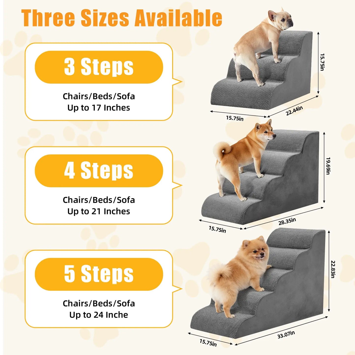High Density Foam Curved Pet Stairs For Small Dogs And Cats
