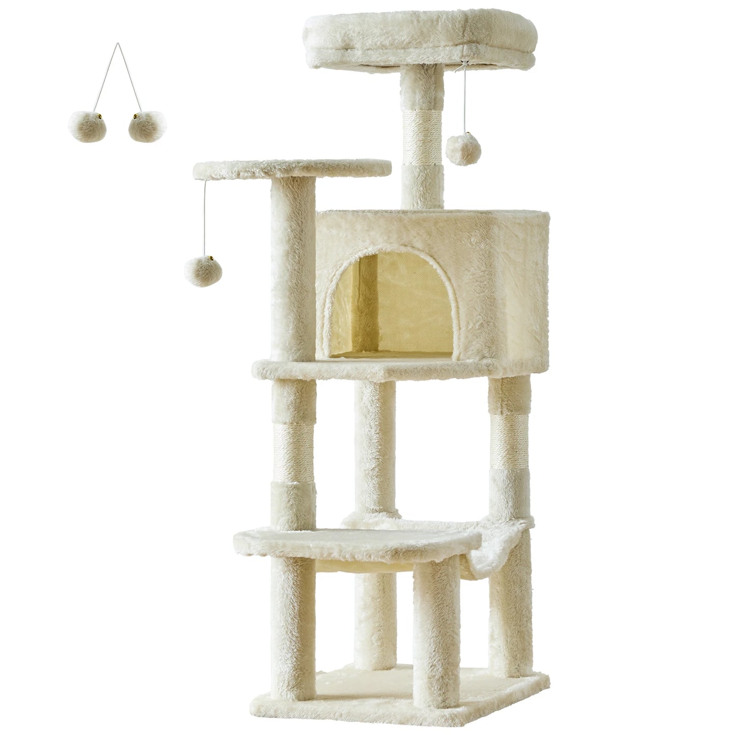 JHK Indoor Multi Cat Tower With Natural Sisal Scratching Posts