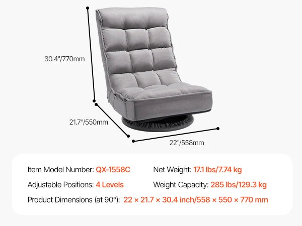 SucceBuy Floor Chair With Back Support Recycled Foam Foldable Sofa