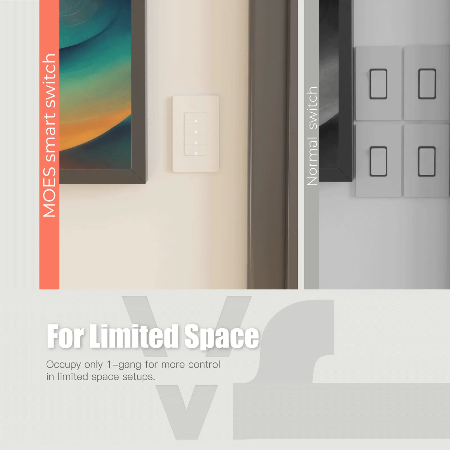 Moes Tuya Wi Fi Smart Push Button Wall开关 For Alexa And Google Home