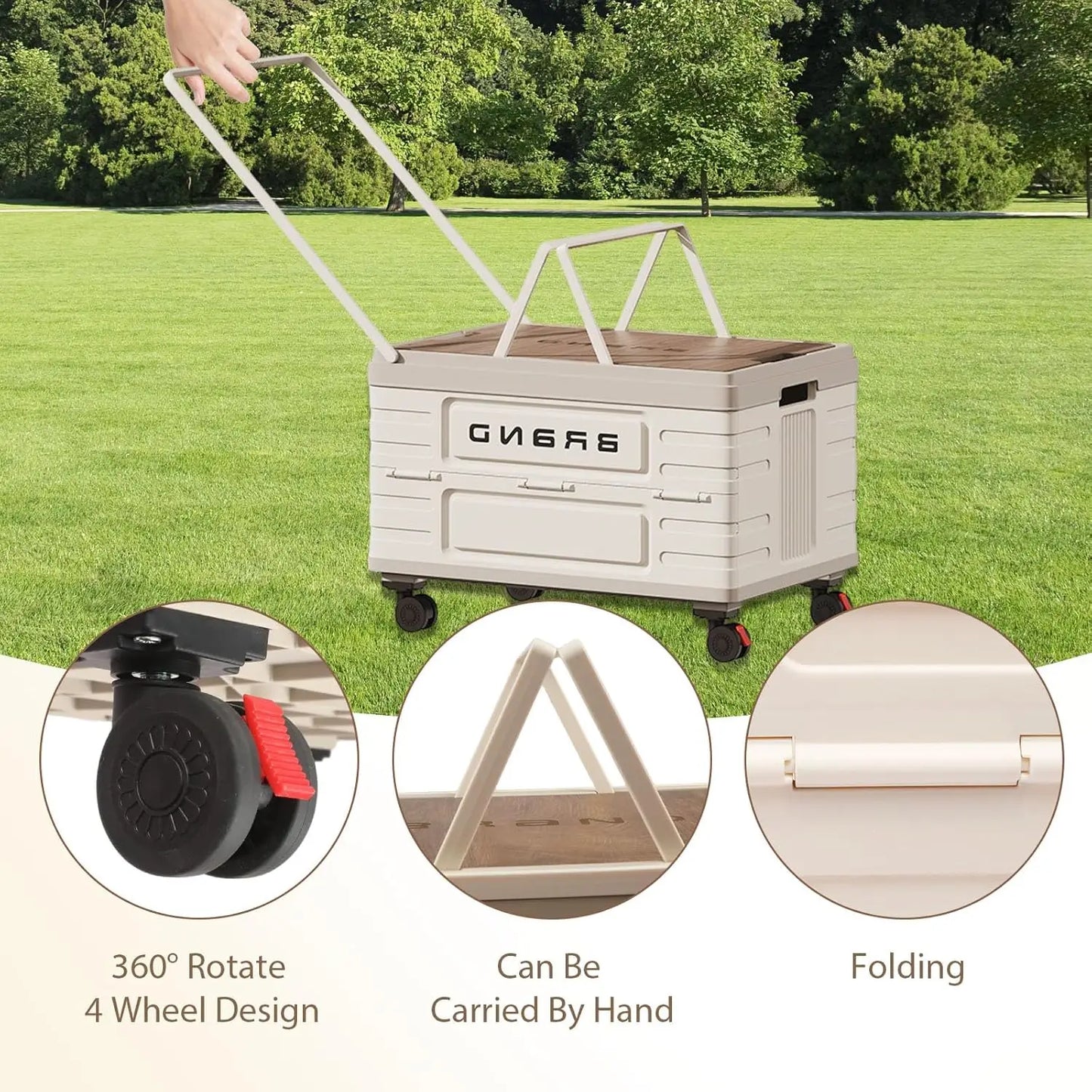 Heavy Duty Rotating Foldable Storage Cart Silent Wheels Camping Trolley