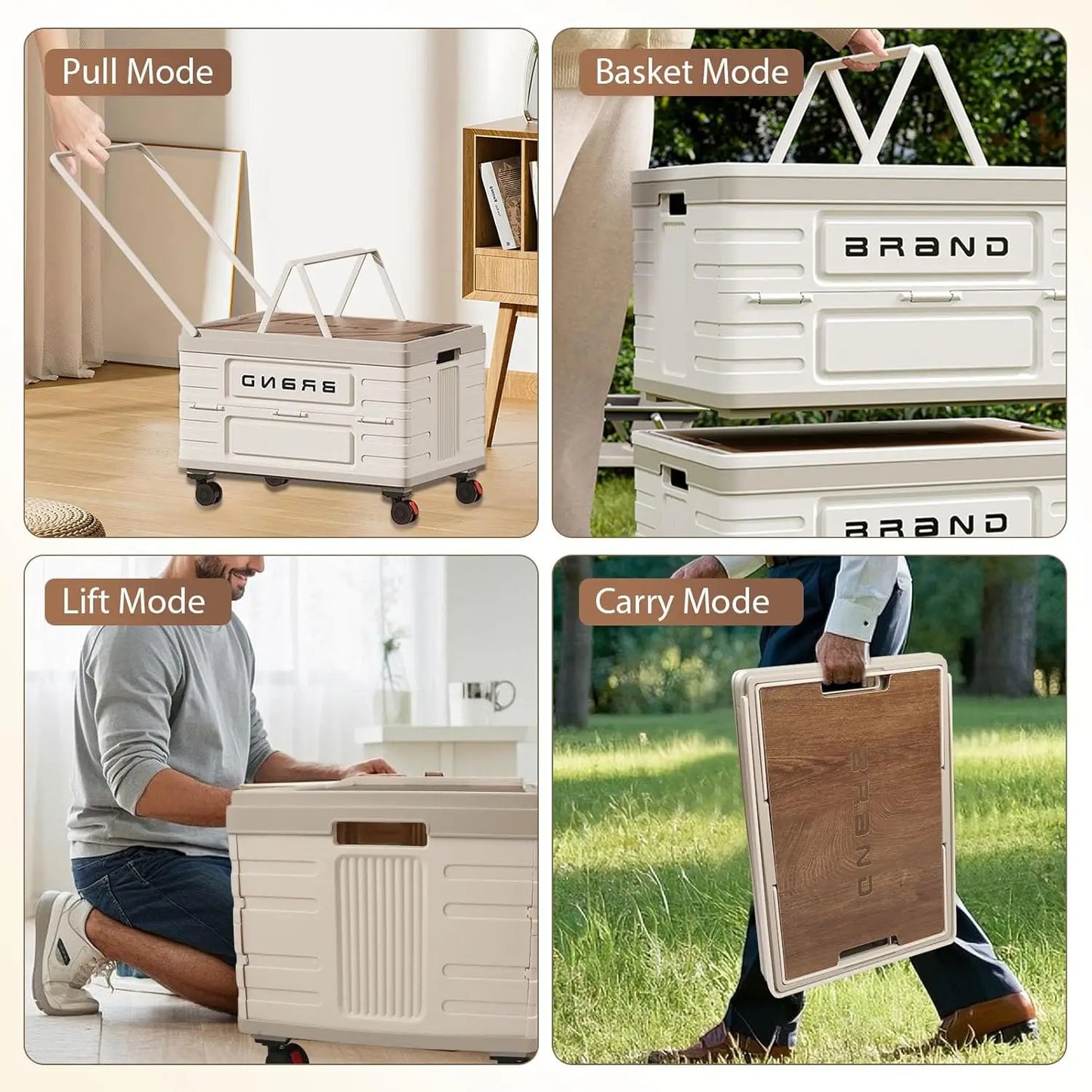 Heavy Duty Rotating Foldable Storage Cart Silent Wheels Camping Trolley
