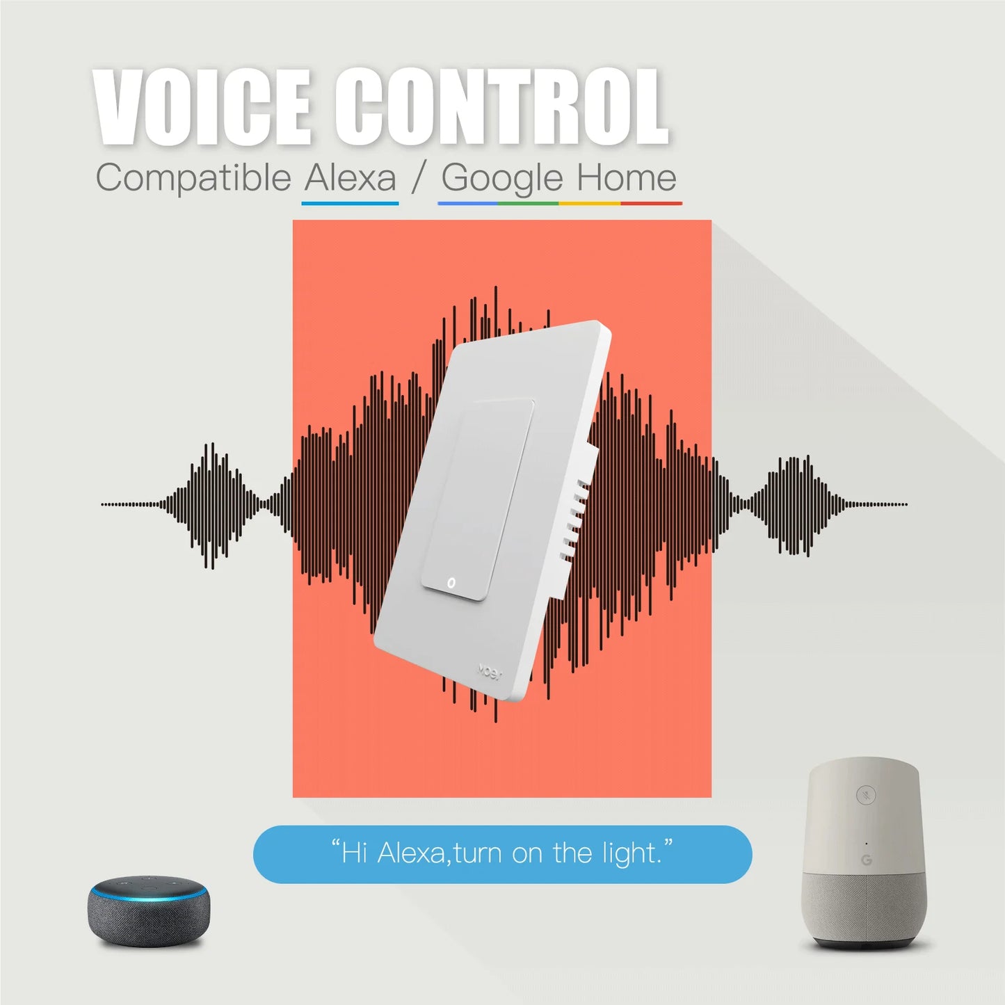 Moes Tuya Wi Fi Smart Push Button Wall开关 For Alexa And Google Home
