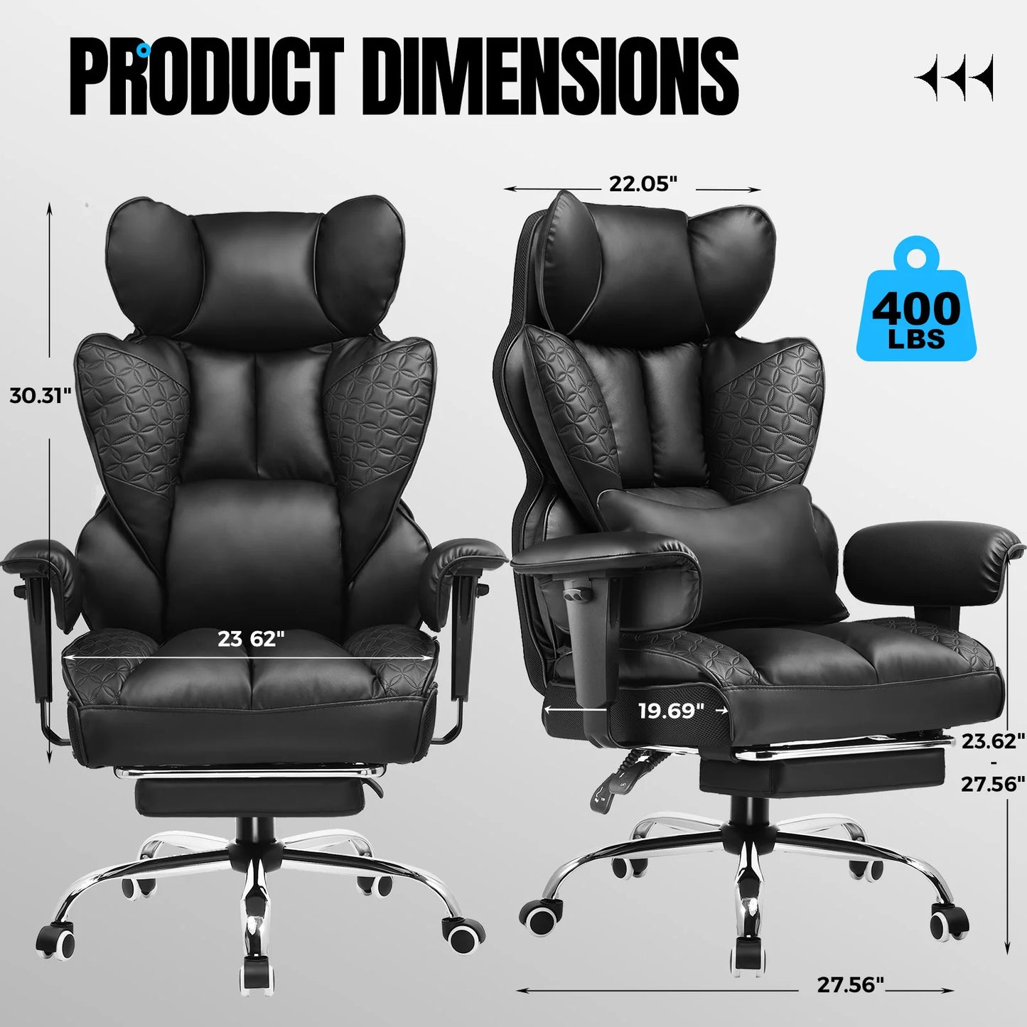 Comhoma Ergonomic Leather High Back Office Chair With Adjustable Armrests
