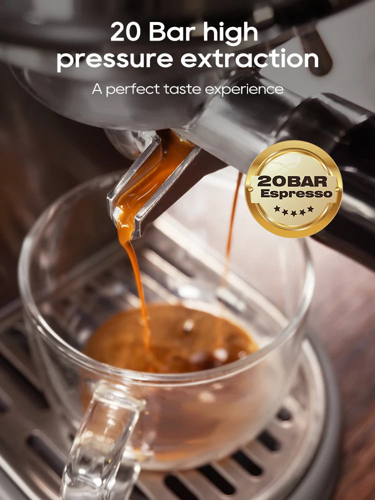 HiBrew 20Bar Semi Automatic Espresso Coffee Maker With Adjustable Temperature