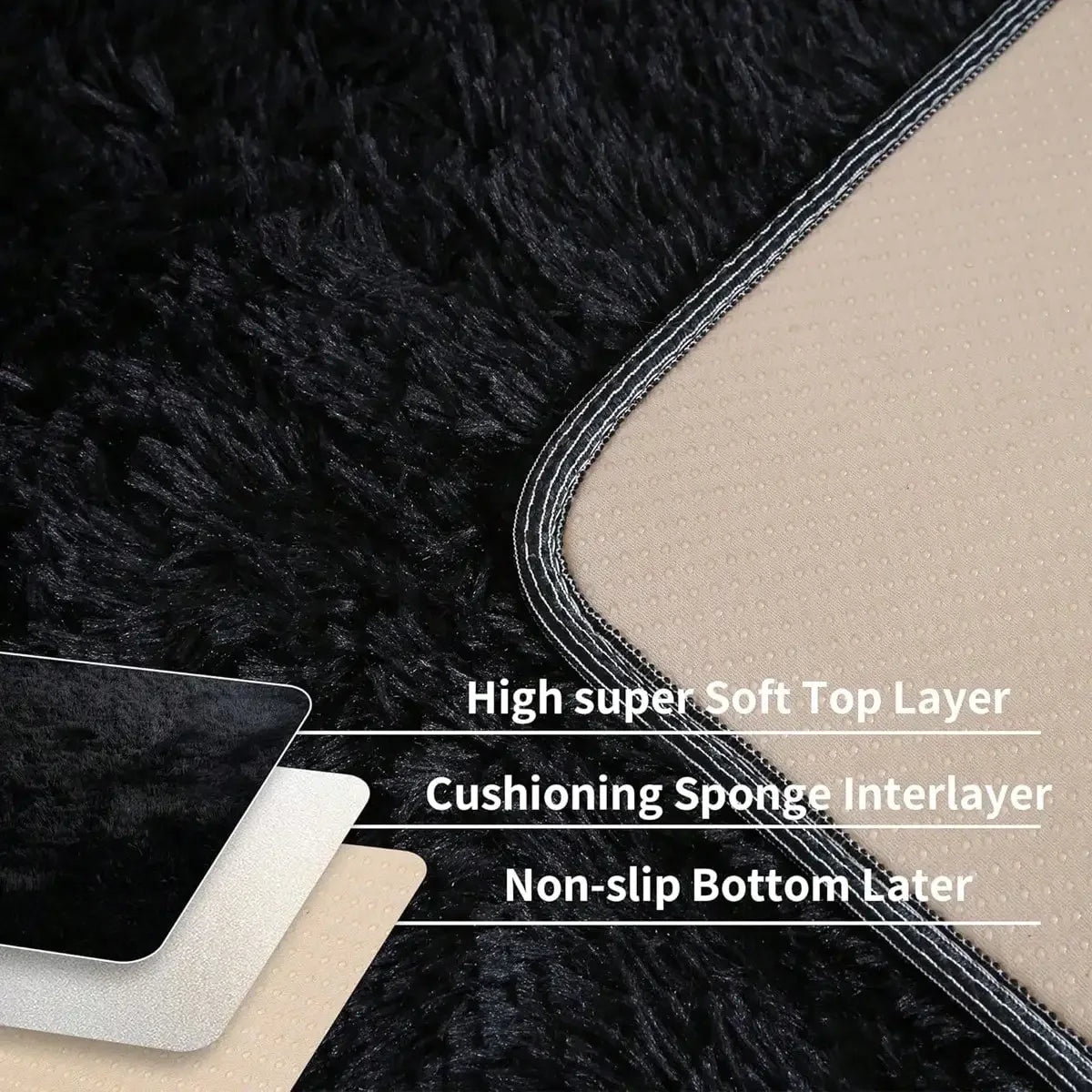 Soft Thick Non Slip Polyester Plush Long Pile Carpet