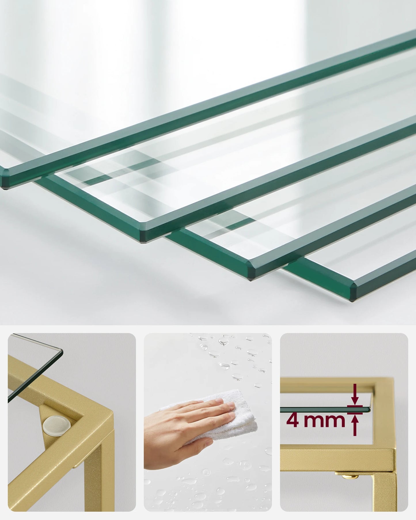 VASAGLE 5-Tier Bookshelf With Tempered Glass And Steel Frame