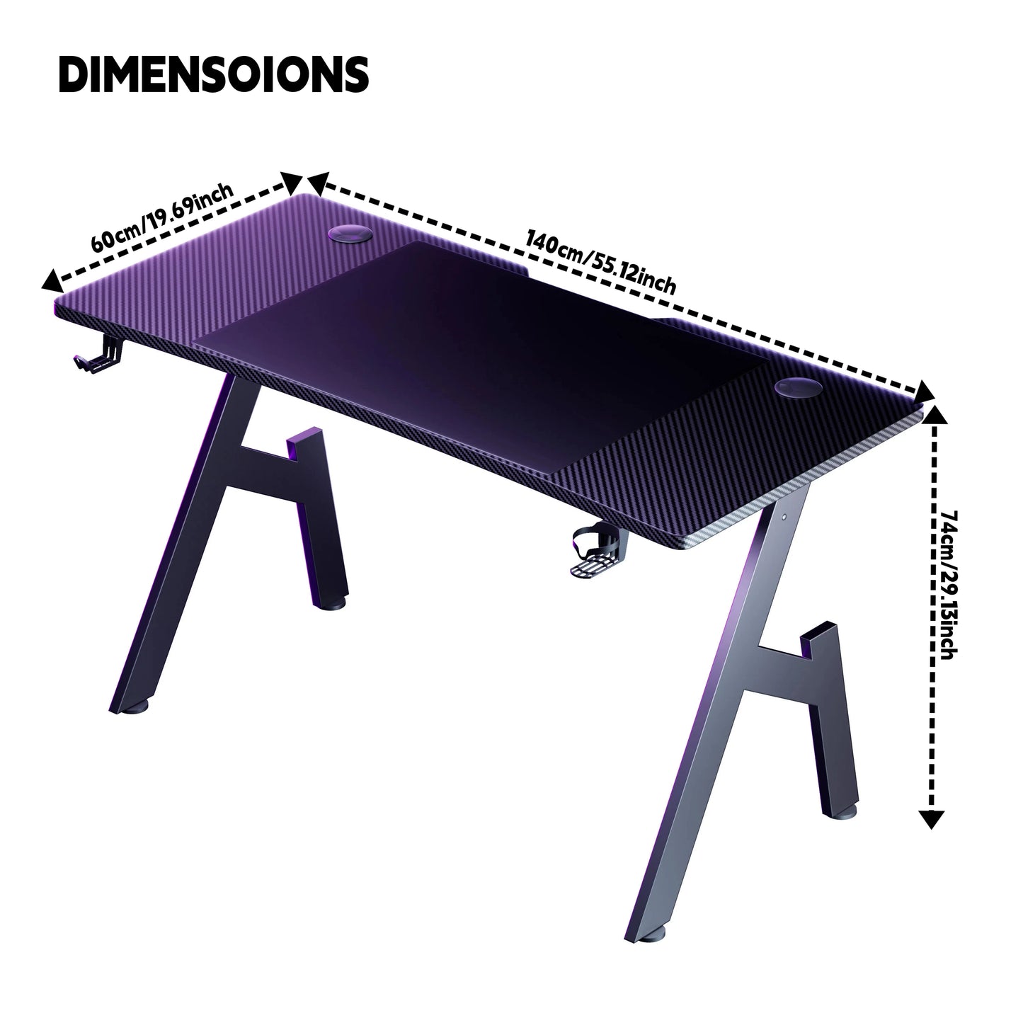 Nebmaax A-Shaped Carbon Fiber Gaming Desk With Easy Assembly
