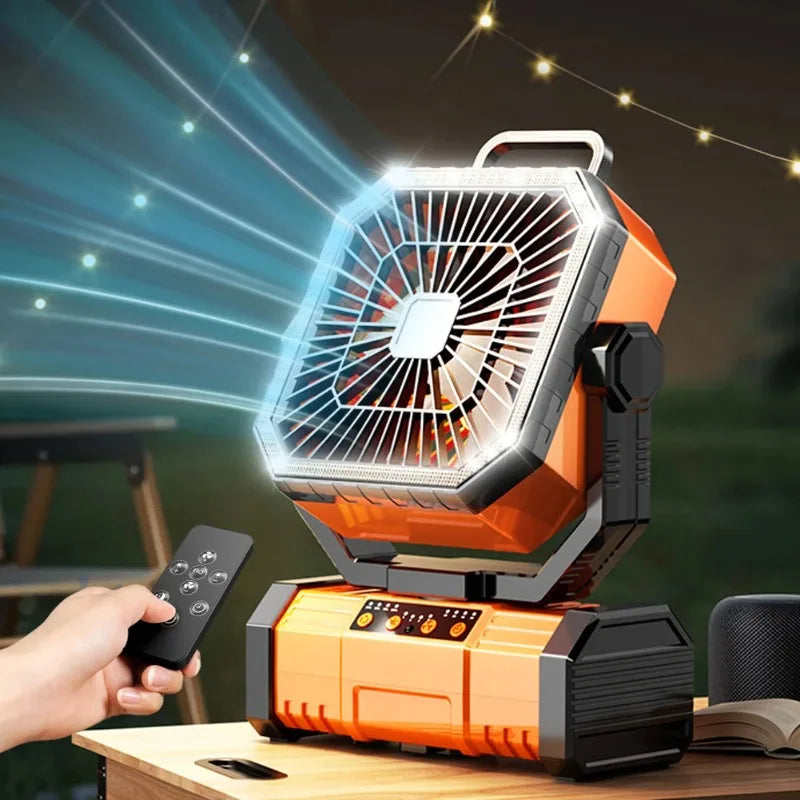 Portable Rechargeable 20000mAh Camping Ceiling Fan With Light Remote Control