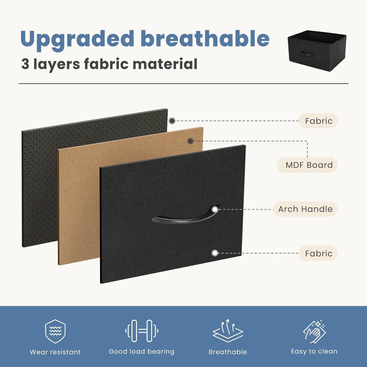 JHK Modern Metal Frame Bed Storage Chest Fabric Drawers Bedroom Furniture