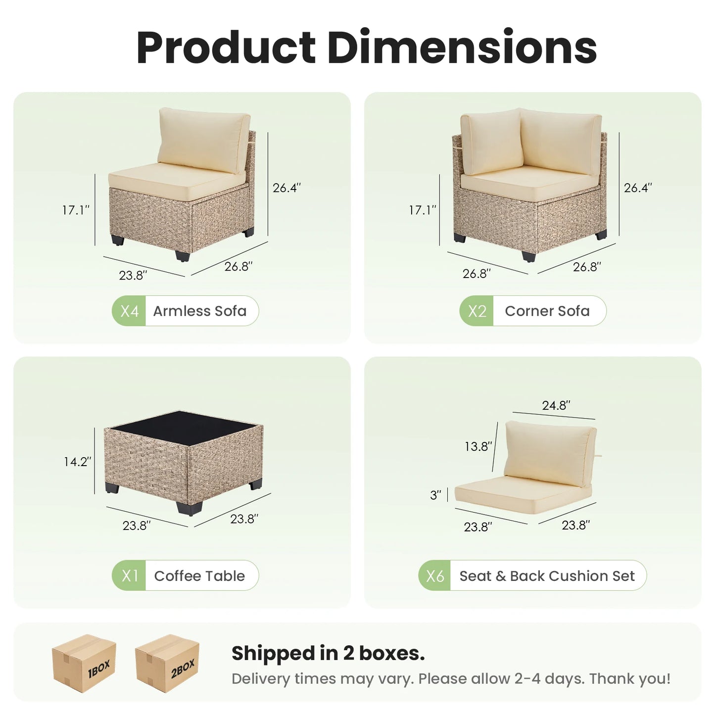 Soohow 7 Piece Outdoor Rattan Patio Furniture Set