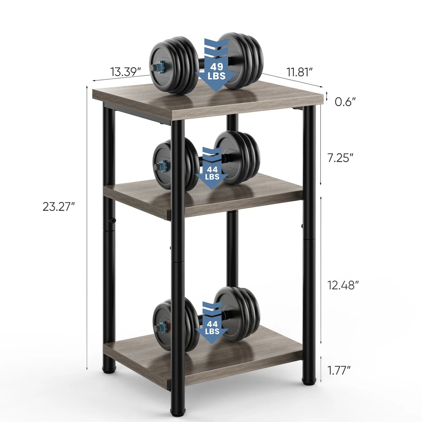 MCQ 3 Tier Wood Storage Shelf Coffee Table Living Room
