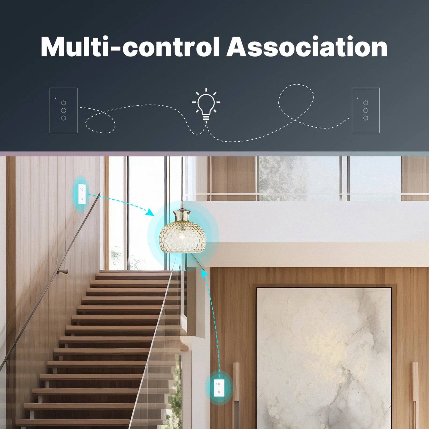 Tuya No Neutral WiFi Smart Glass Light Switch For Alexa And Google Home