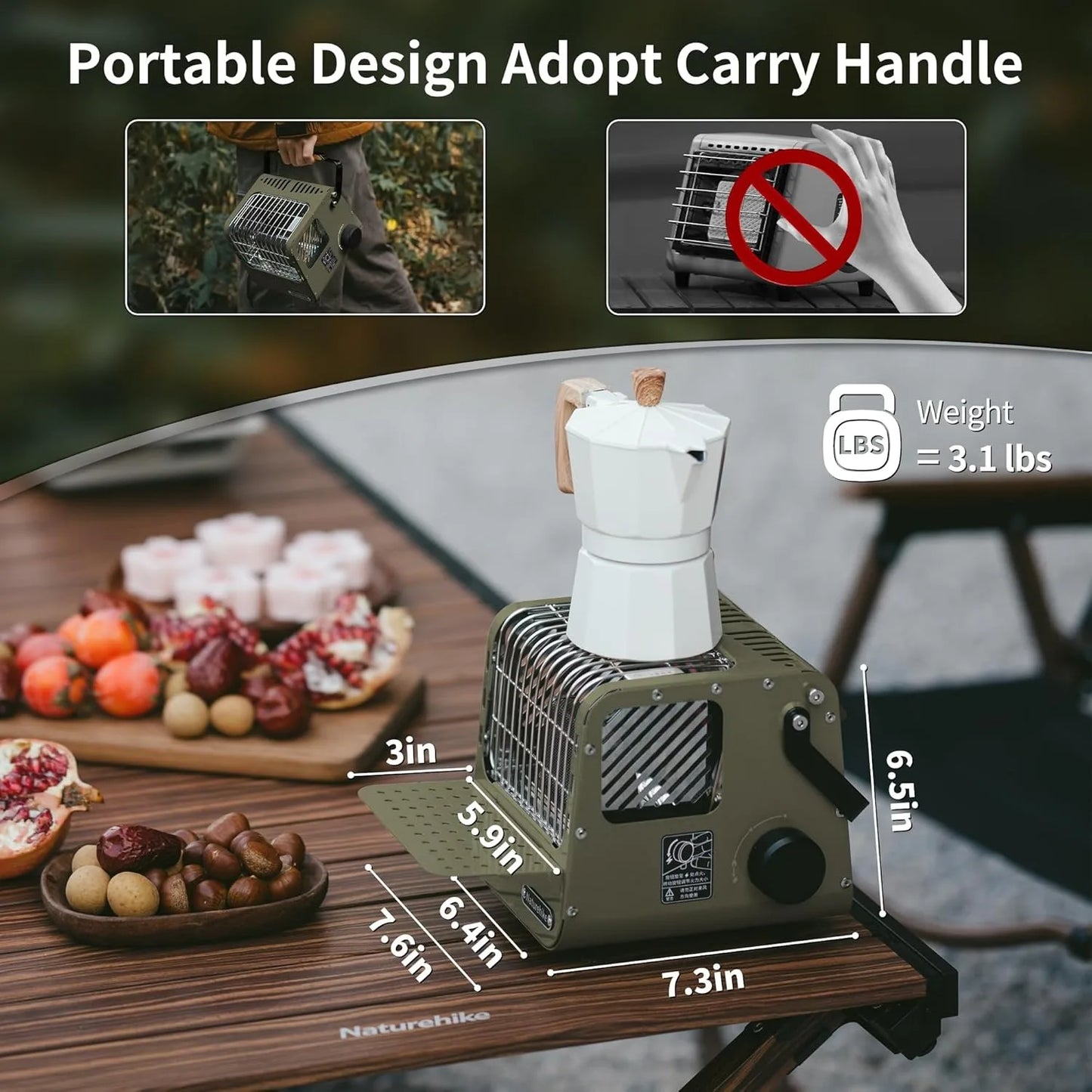 Naturehike Portable Indoor Outdoor Camping Heater Mini Stainless Steel Stove