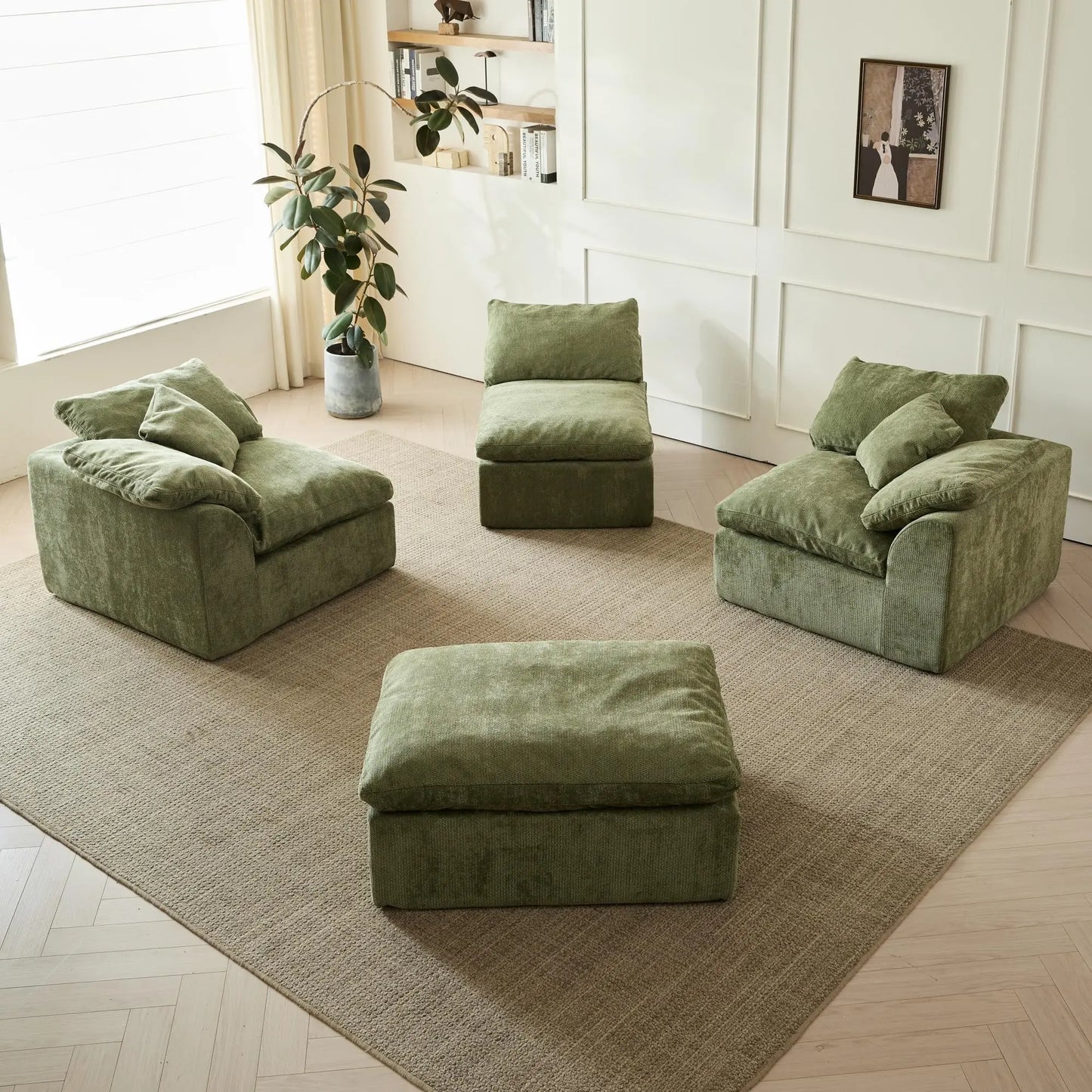Yeflixvrau Modern Cloud L Shaped Chenille Fabric Modular Sectional
