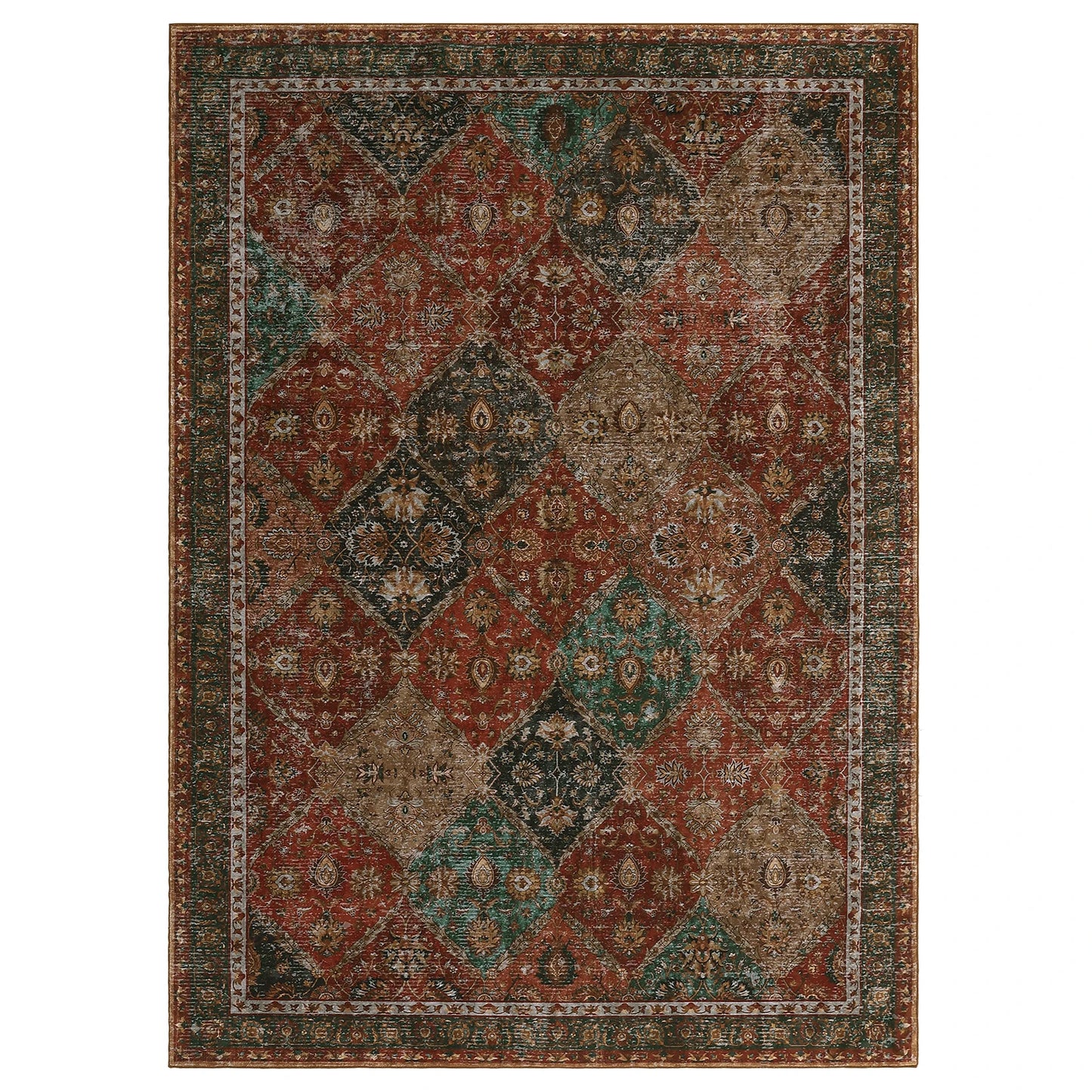 Machine Washable Non Slip Moroccan Trellis Low Pile Rug