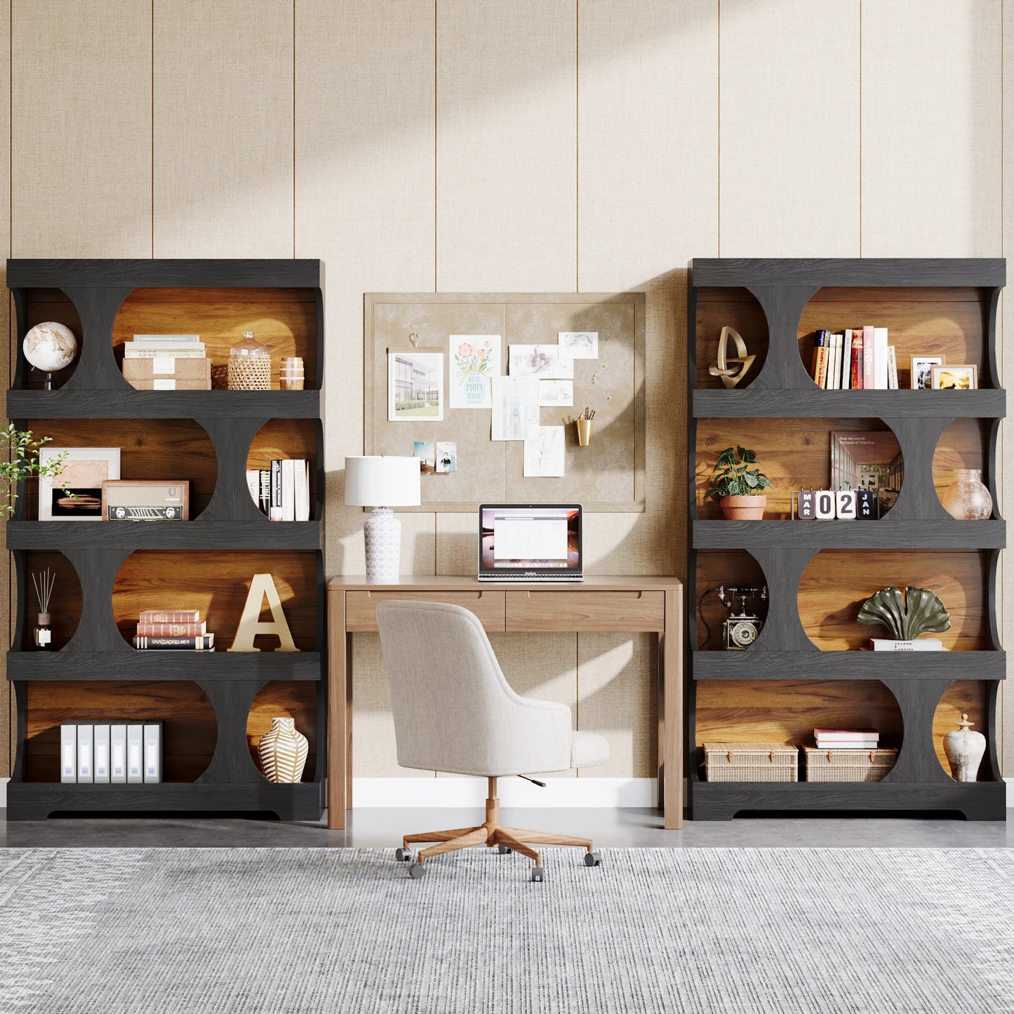 Tribesigns Freestanding Wooden Bookcase S Shaped Storage Display Shelving Unit