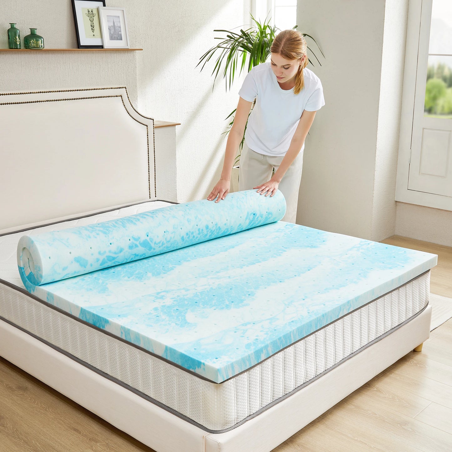 Jhk 2 Inch Gel Memory Foam Mattress Topper