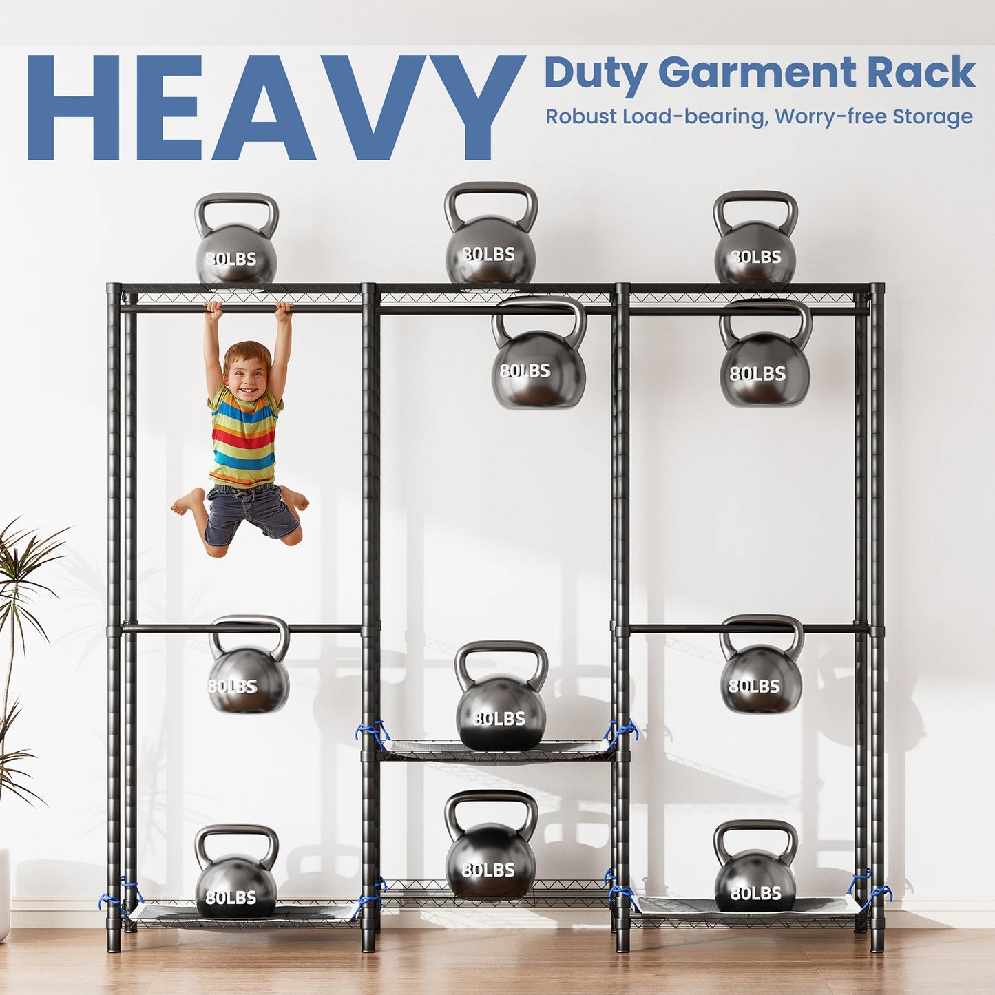 Heavy Duty Metal Freestanding Clothes Rack Storage Organizer