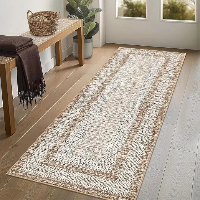 HiMISS Geometric Non Slip Runner Rug Soft Washable Carpet