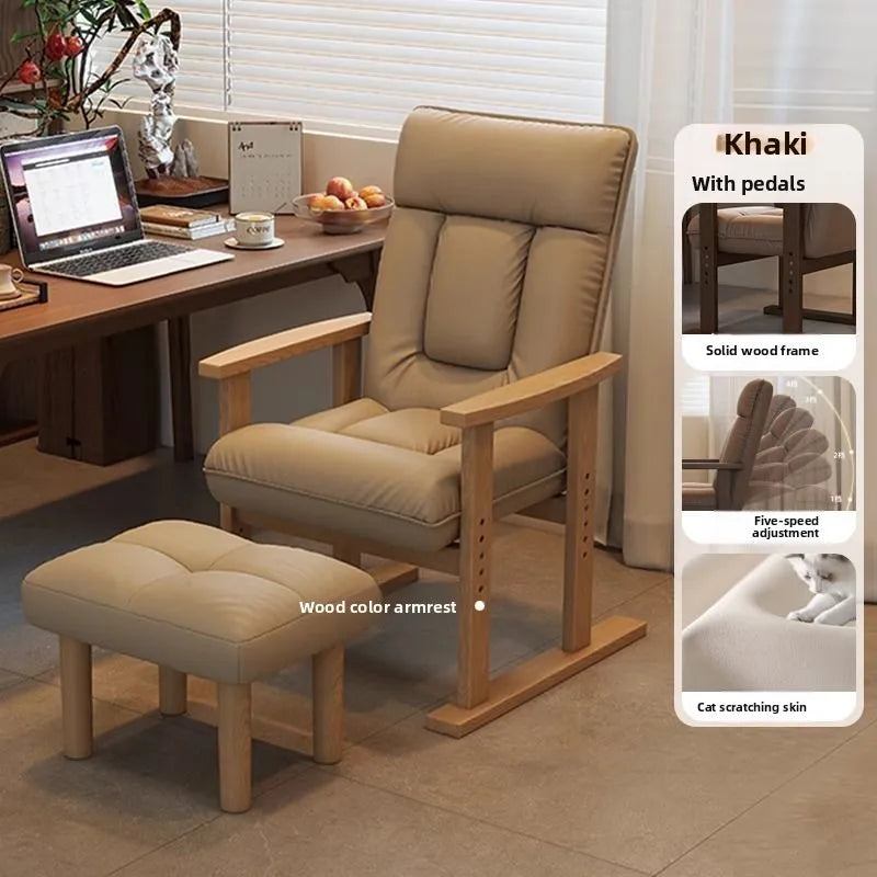 MOYU Ergonomic Adjustable Wood Recliner Office Chair For Home