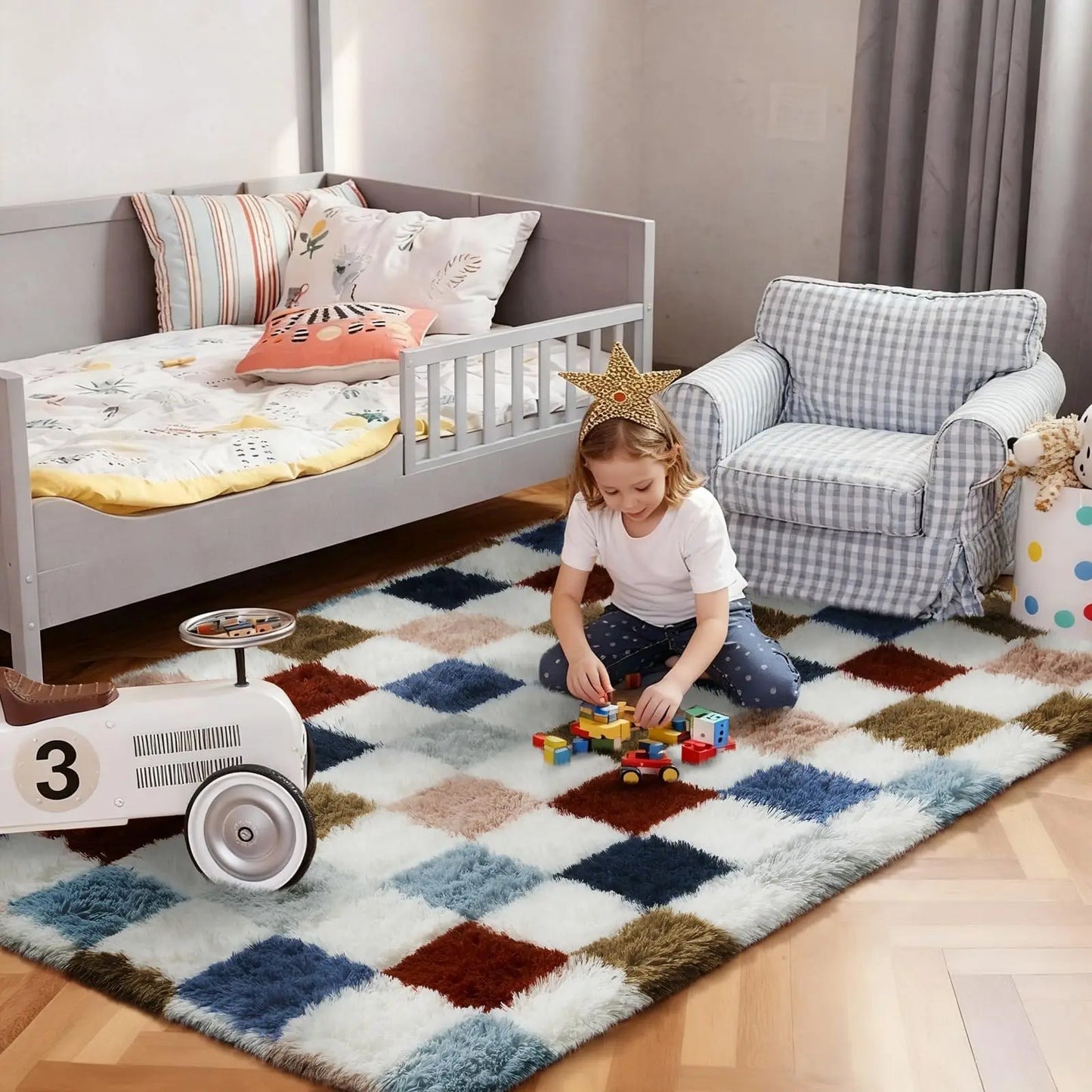 Soft Long Hair Plush Carpet Rug Non Slip Floor Runner