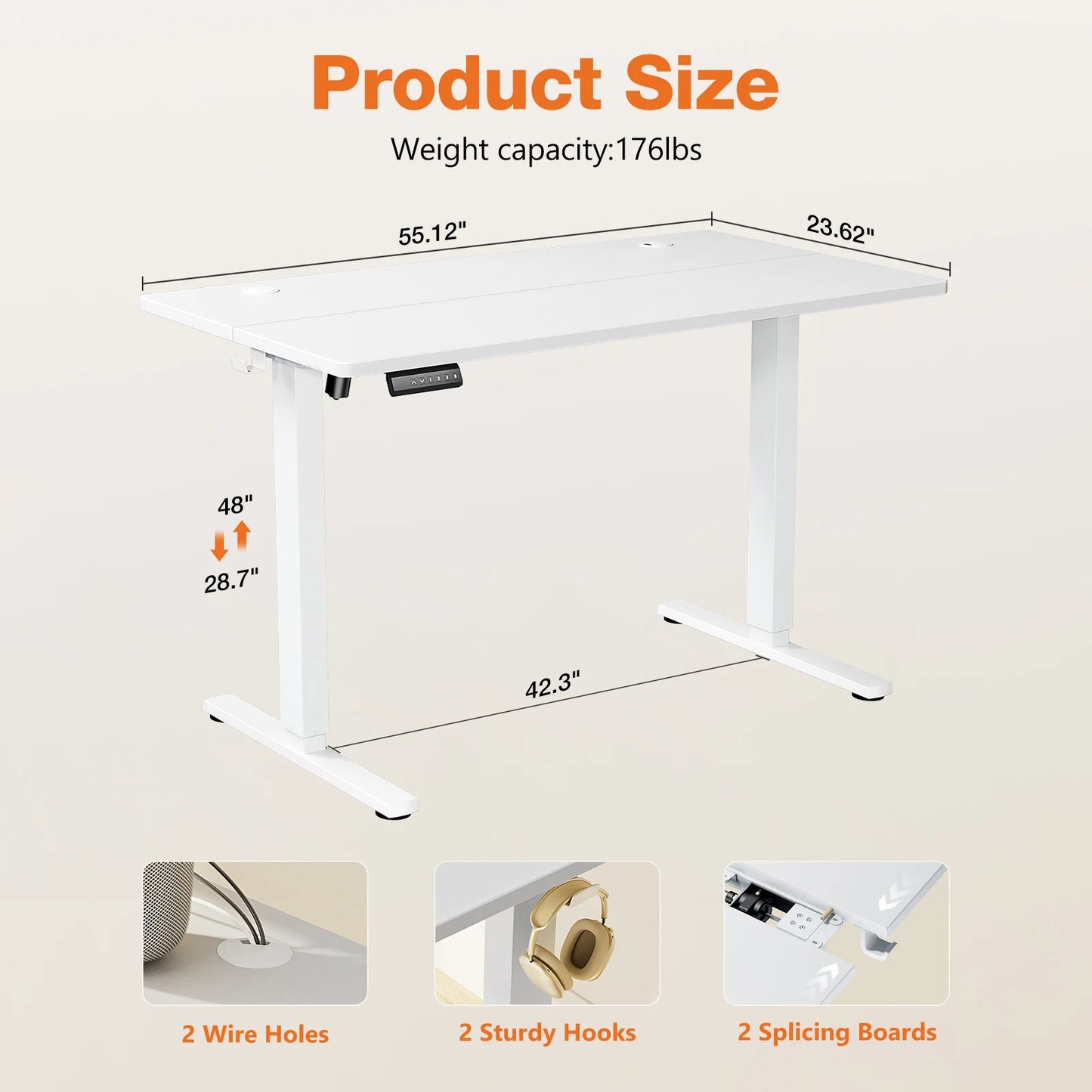 JHK Ergonomic Electric Standing Desk Height Adjustable Office Computer Table