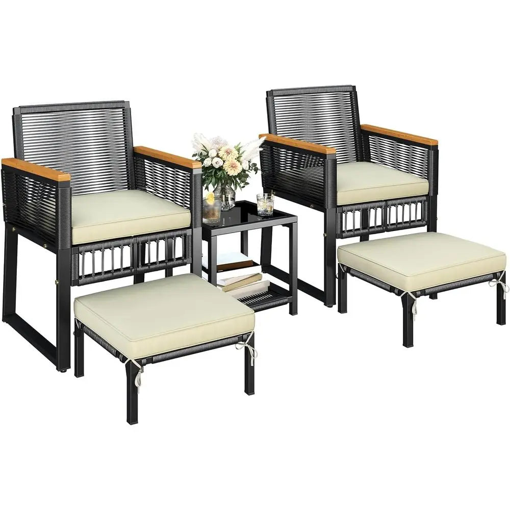 5-Piece Outdoor Wicker Patio Furniture Set