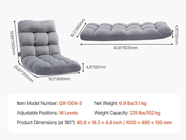 SucceBuy Floor Chair With Back Support Recycled Foam Foldable Sofa