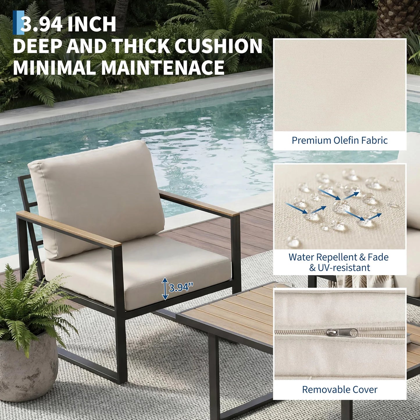 HobbyLane Modern 4 Piece Outdoor Patio Furniture Set