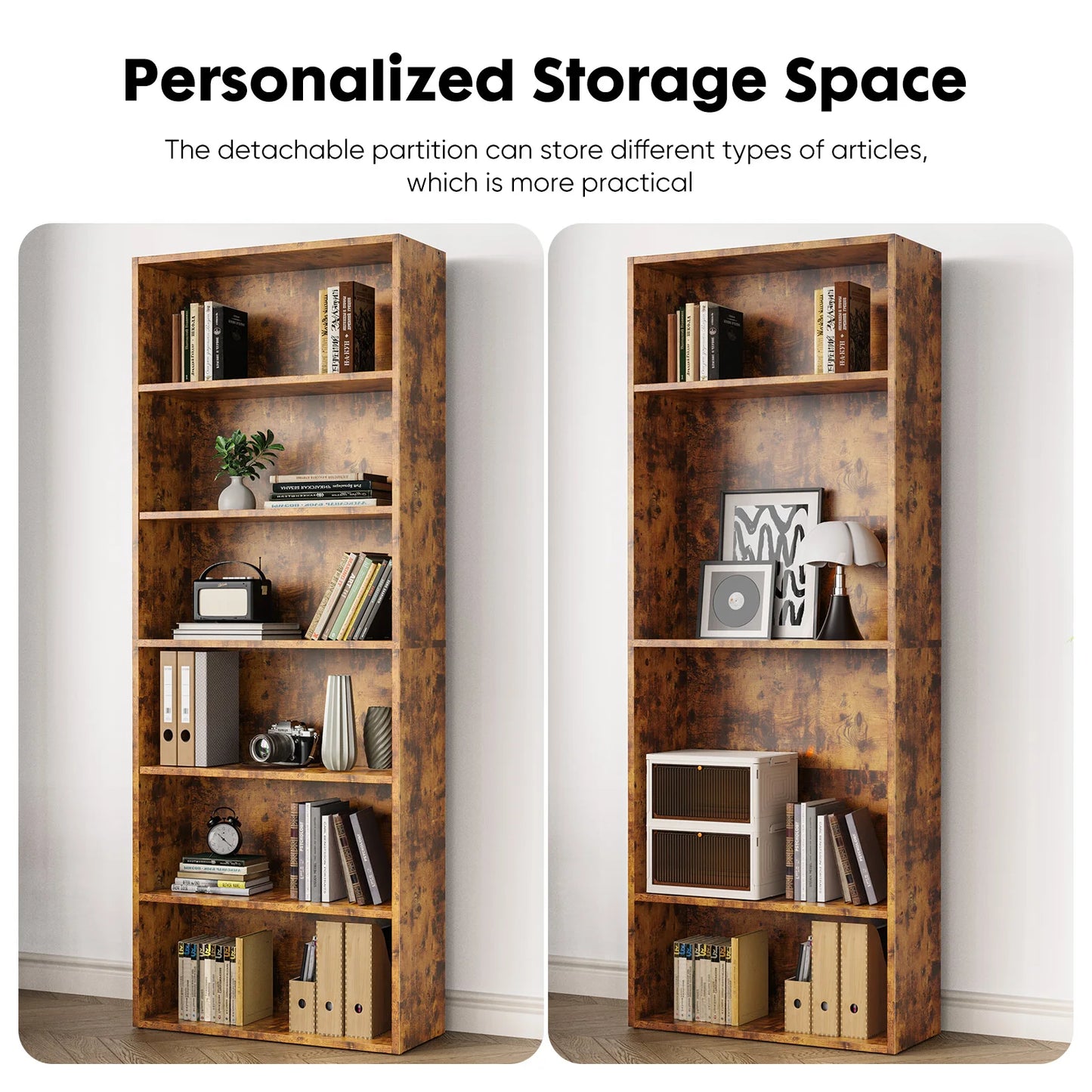JHK Modern Wooden Bookcase Storage For Living Room Home Office