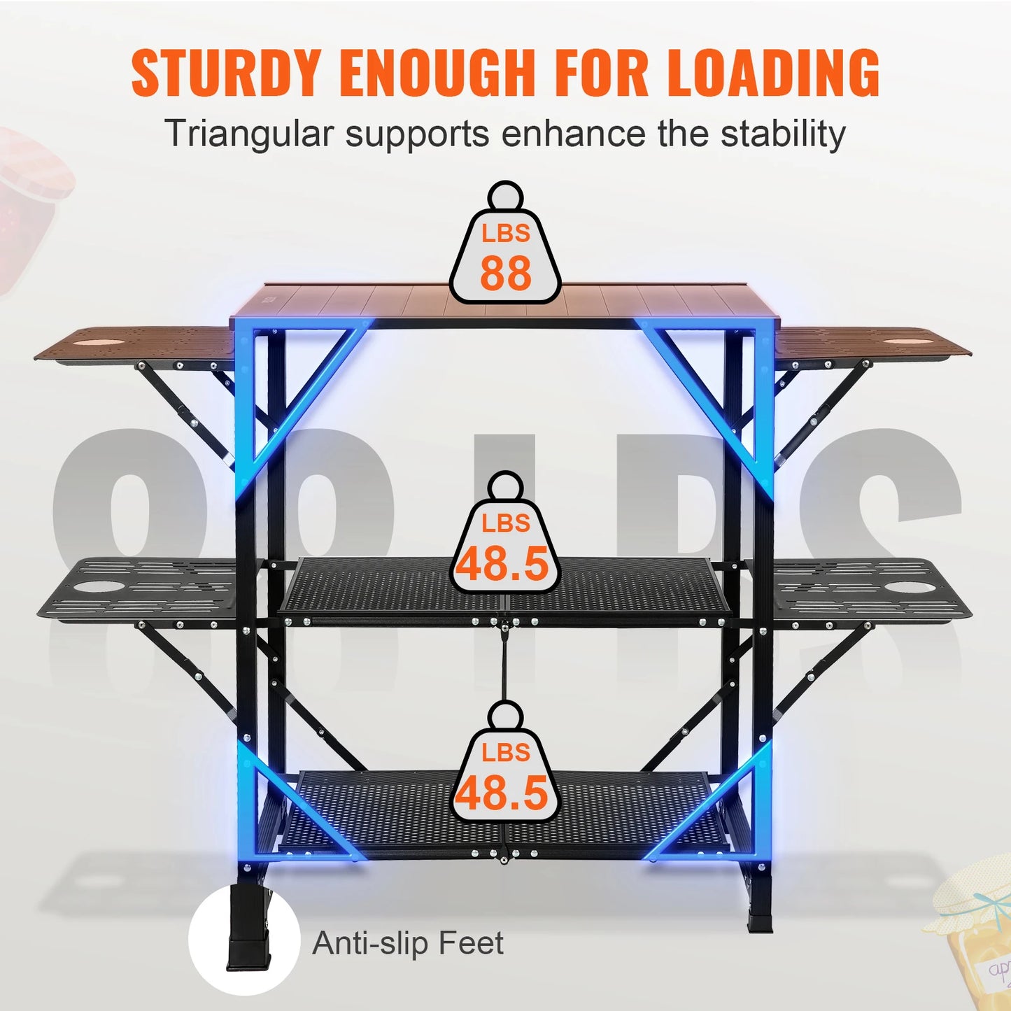 SucceBuy Portable Aluminum Camping Kitchen Table With Folding Design