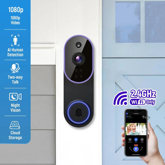 Smart Wireless Video Doorbell With AI Human Detection