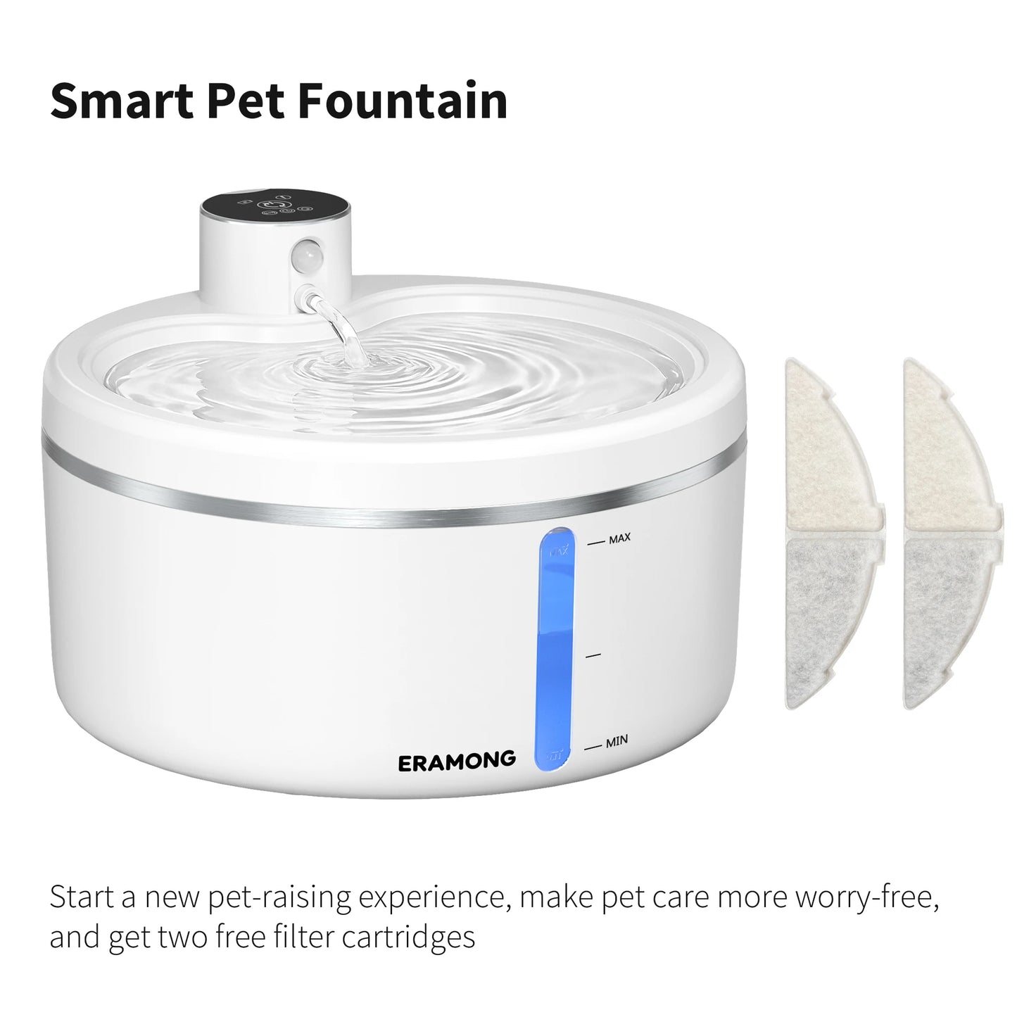 Eramong 2.7L Wireless Intelligent Cat Water Fountain With Battery