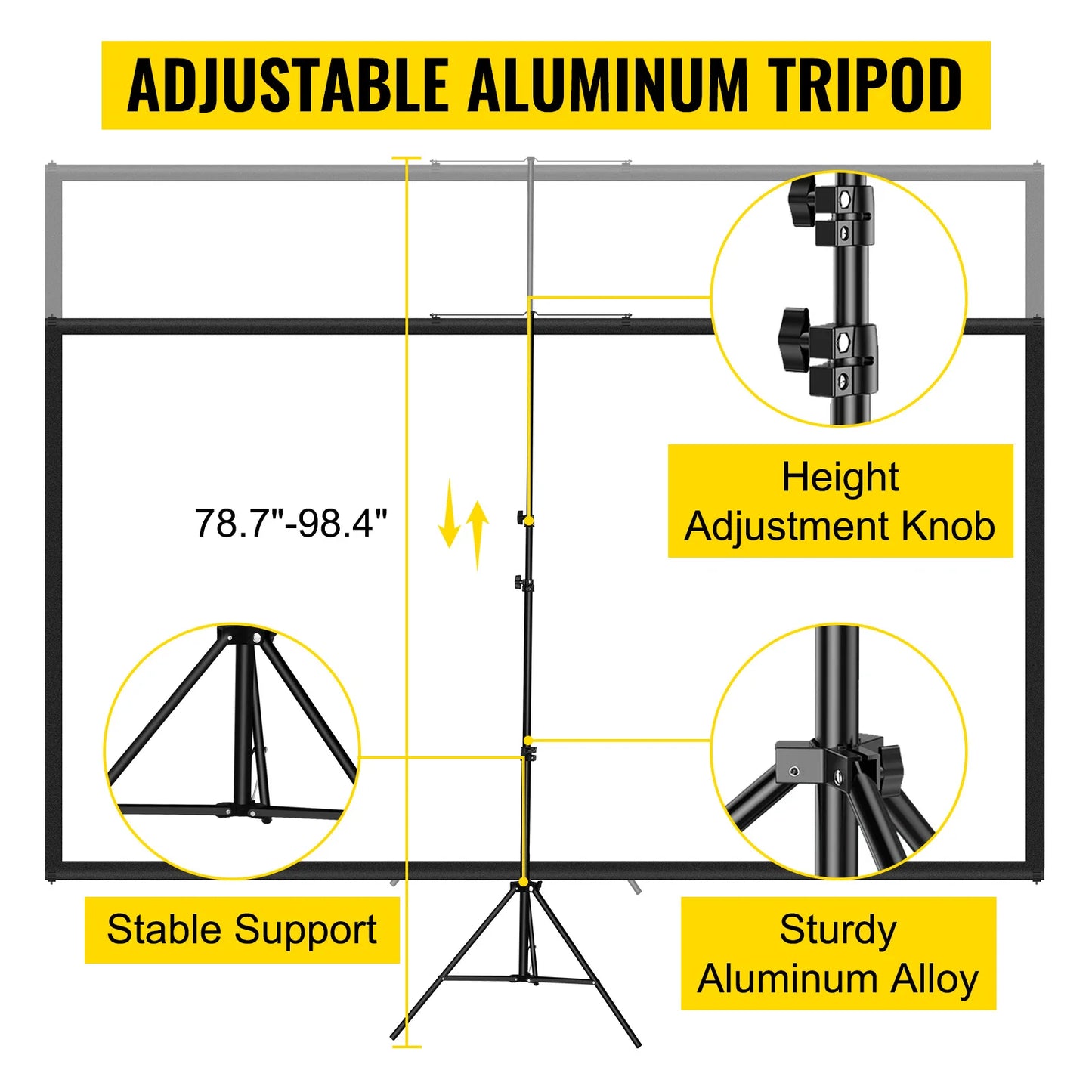 SucceBuy Portable Tripod Projector Screen 4K Home Cinema Indoor Outdoor