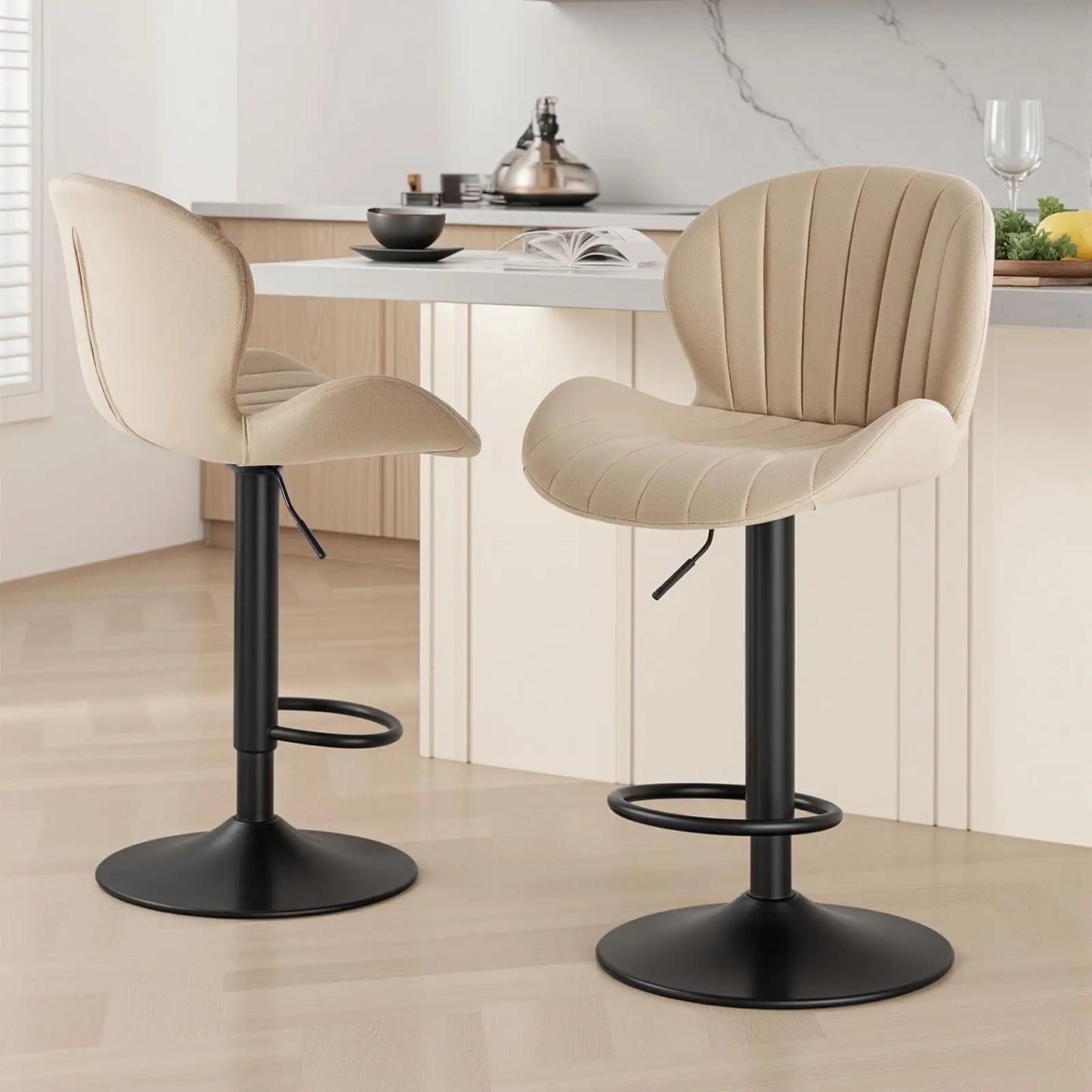 JHK Set Of 2 Adjustable Modern Dining Chairs With Metal Frame
