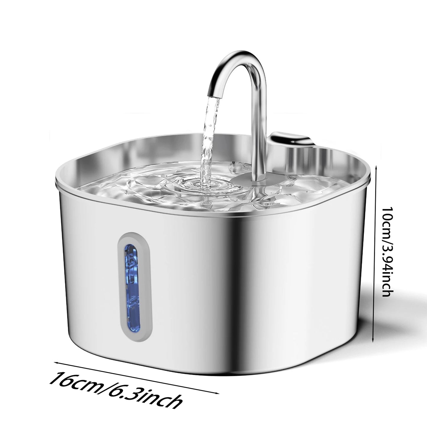 Stainless Steel Automatic Cat Dog Water Fountain With Transparent Window