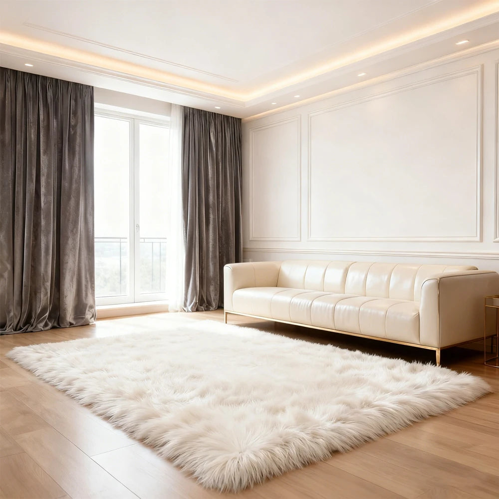 Premium Plush Polyester Fluffy Area Rug For Cozy Home Decor