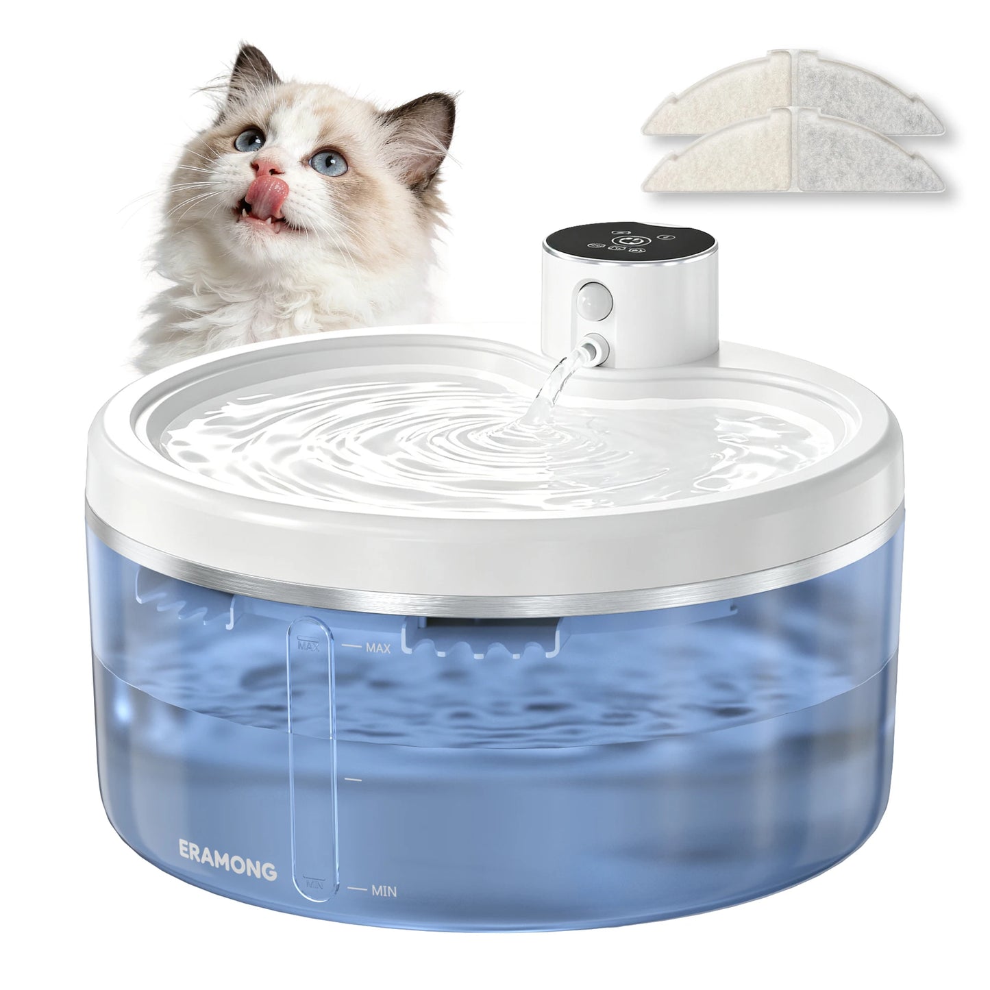 Eramong 2.7L Wireless Intelligent Cat Water Fountain With Battery