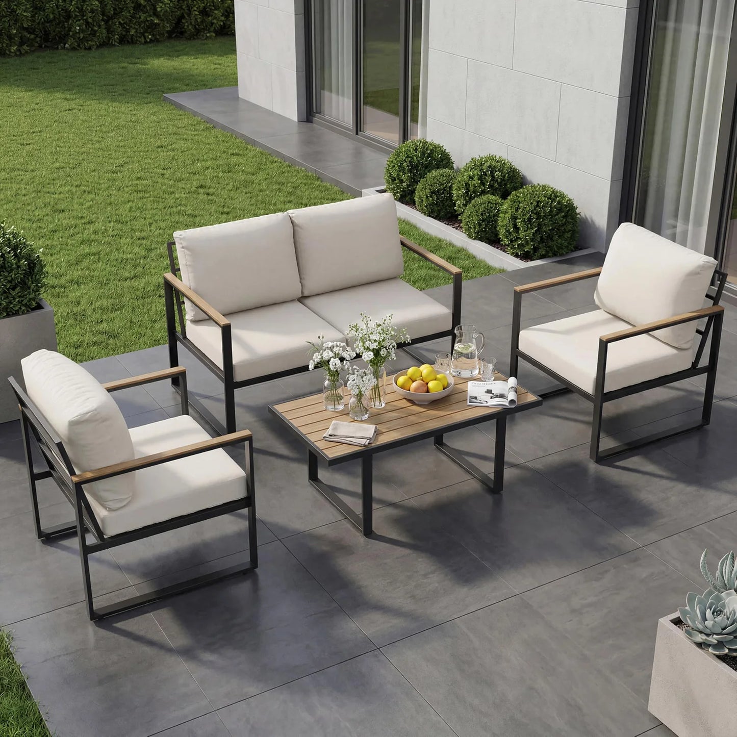 HobbyLane Modern 4 Piece Outdoor Patio Furniture Set