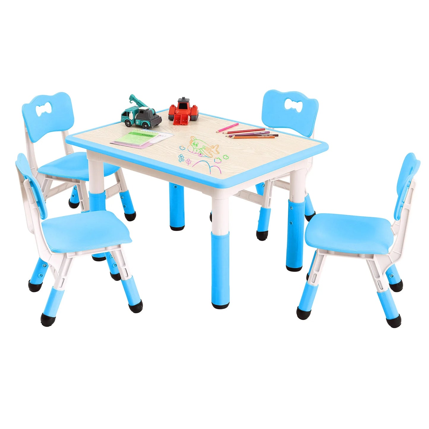 Kids Height Adjustable Table Chairs Set For Classroom Daycare Centers